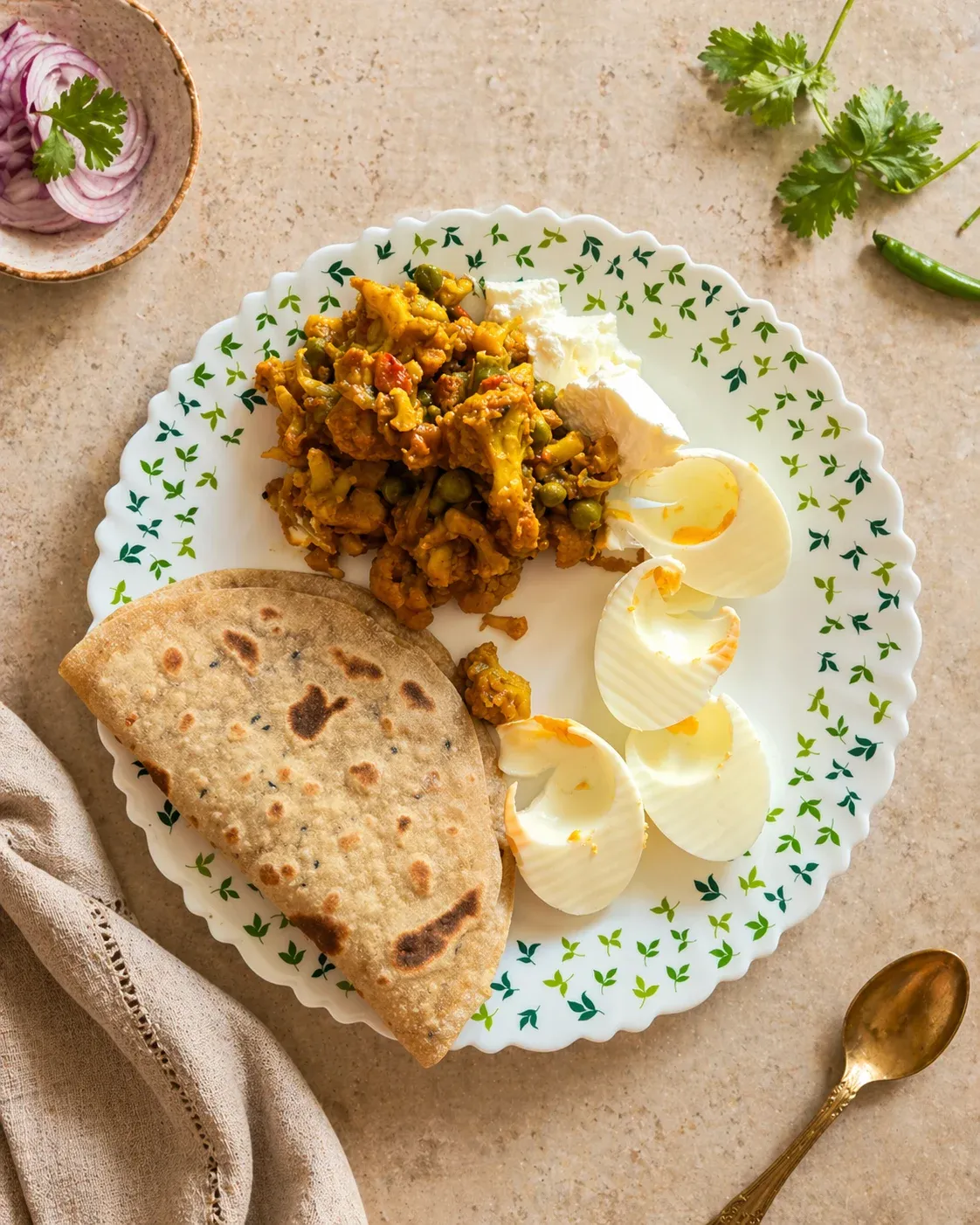 Aloo Gobhi Sabji with Ajwain-Kalonji Parantha