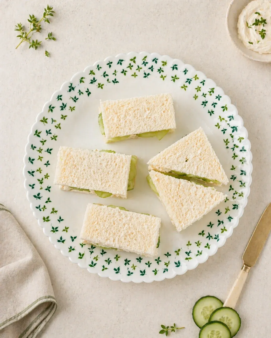 Cucumber Sandwiches with Herbed Cream Cheese Spread