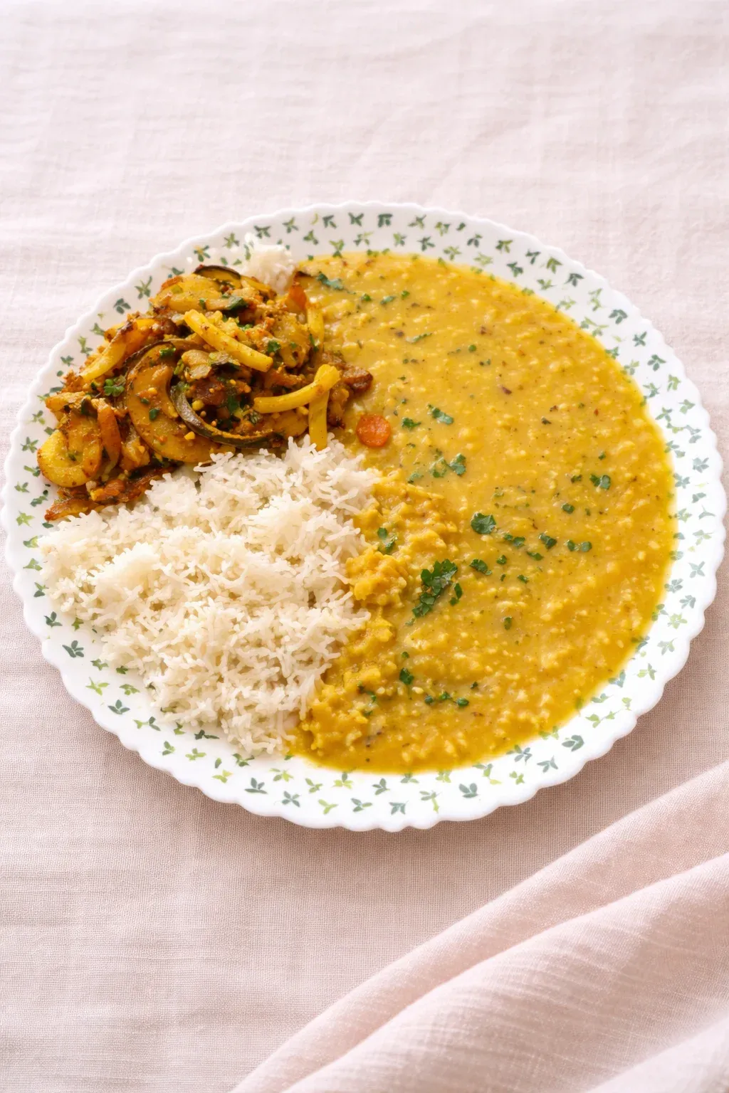 Dal Chawal with Aloo Bhujia