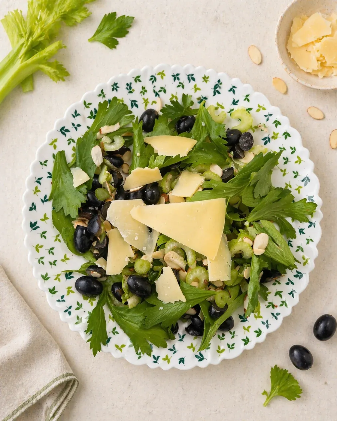 Celery & Grape Salad with Almonds and Shaved Manchego