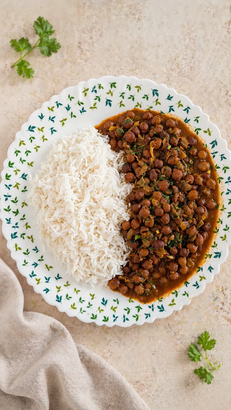 Kala Chana Sabji with Steamed Rice